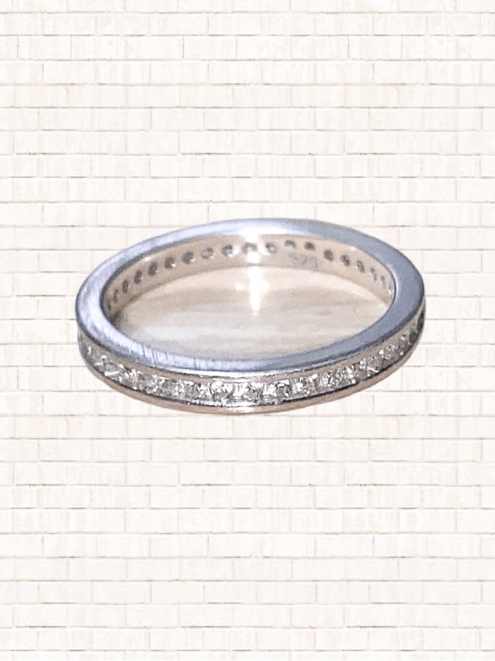 Beautiful Diamond Eternity Band Sterling Silver Ring Stamped 925 - Size 8